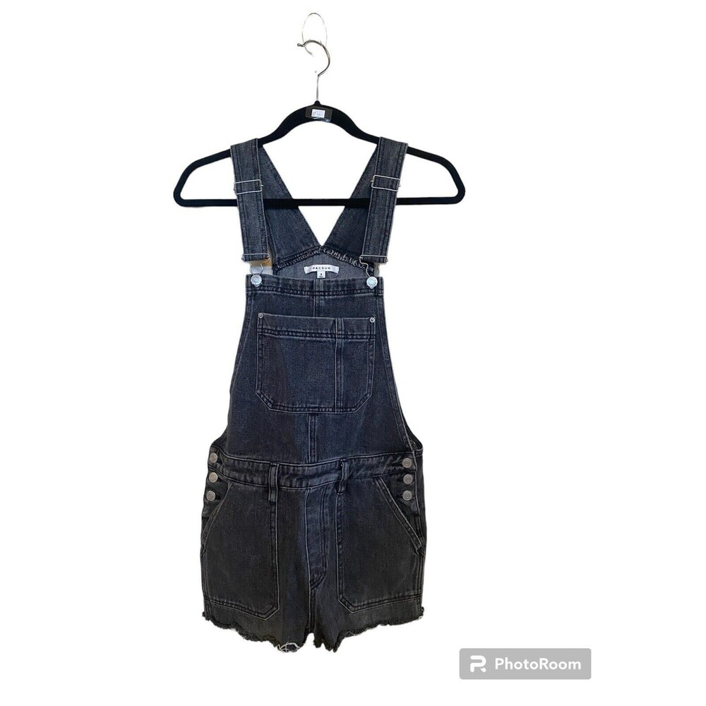Pacsun Black Denim Cutoff Overall Shorts Sz.S